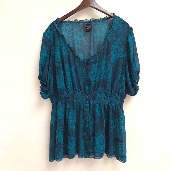 torrid Tops - Teal Torrid sheer top size 4X